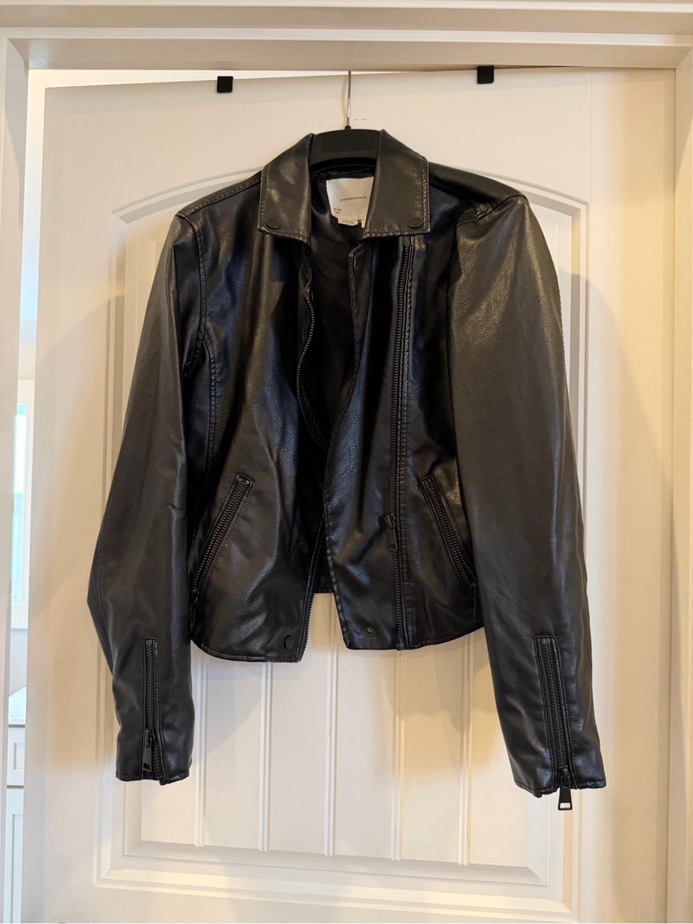 Anthropologie Black Faux Leather Moto Jacket